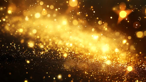 Specular golden bokeh field with dense particulate shimmer.