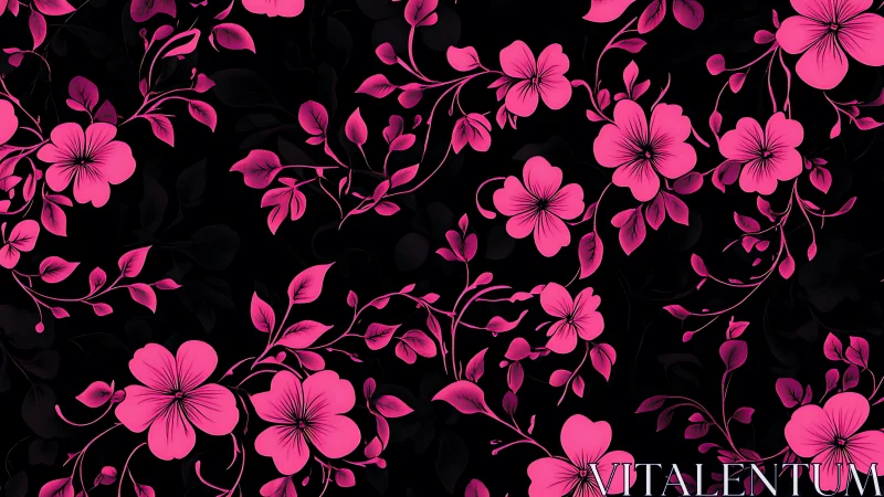 Vibrant Pink Blossoms Dance on Midnight.