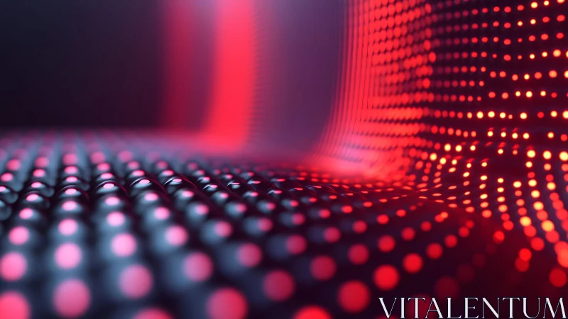 Abstract red LED grid with glowing dots and futuristic lighting.