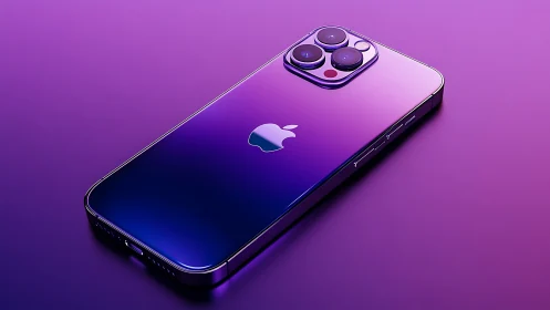 iPhone 14 Pro gradient render against purple backdrop