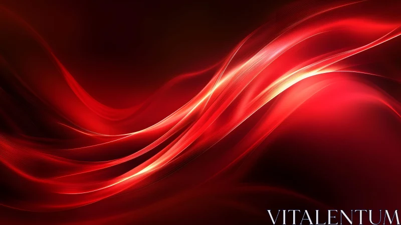 Vibrant red abstract waves with glowing light effects, digital art.