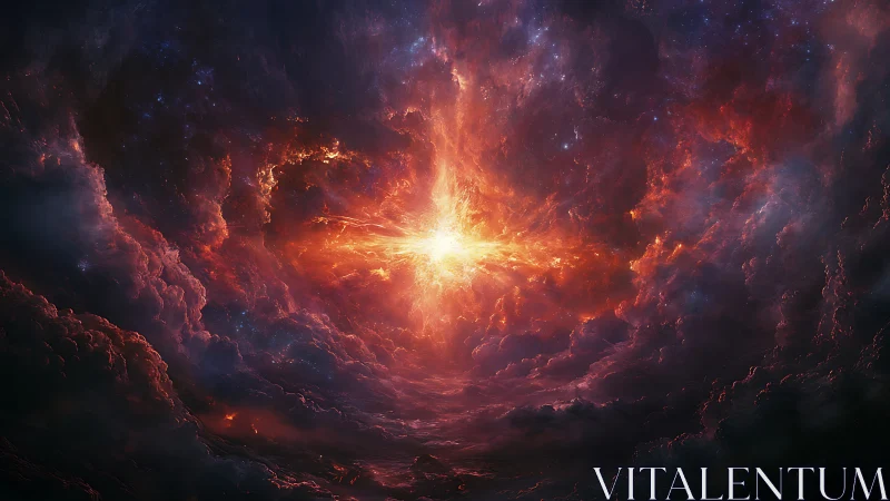 Stellar cataclysm igniting luminous nebula storm clouds.