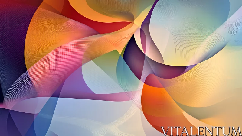 Layered multicolor abstract curves and gradients composition.