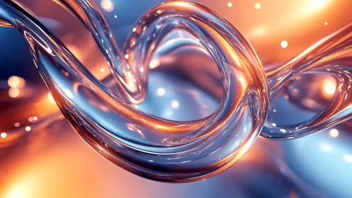 Curved transparent ribbons with bokeh on dual color background.