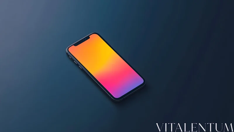 Modern smartphone with vibrant gradient screen on dark background.