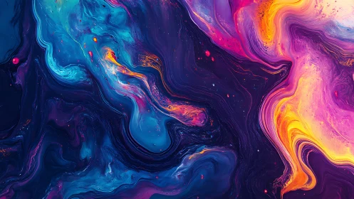 Cosmic paint rivers swirl through neon dusk and electric dawn.