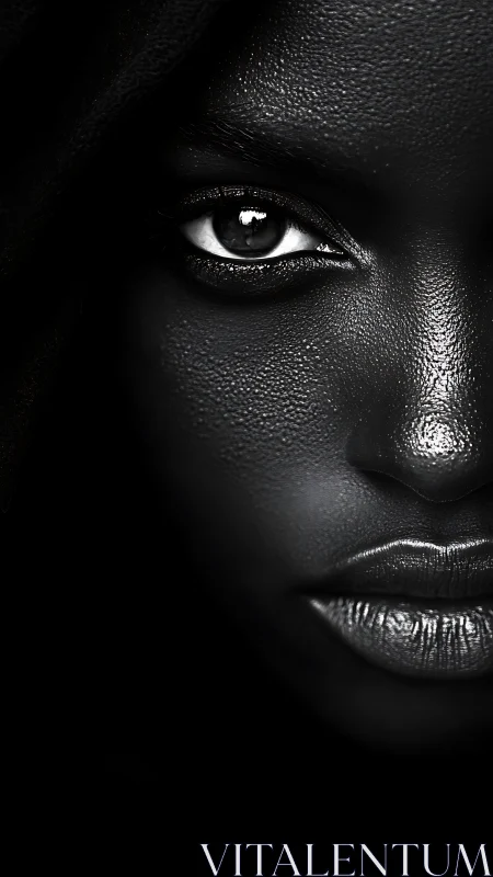 High-contrast portrait isolates a single intense gaze.