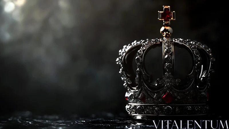 High contrast jeweled crown rendered with precise specular highlights