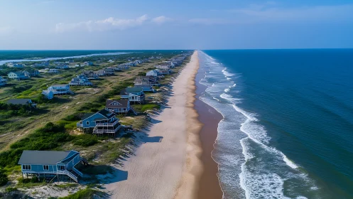Outer Banks Coastal Community Along Sandy Shores.