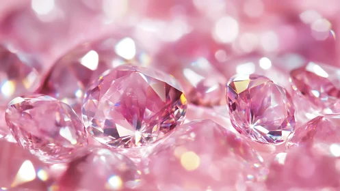 Glittering pink gemstones in luminous macro focus arrangement.