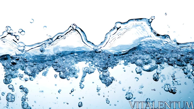 Crystal water splash forms dynamic liquid wave crest.