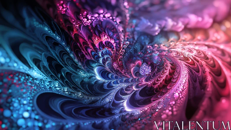 Neon fractal vortex with swirling bioluminescent textures.