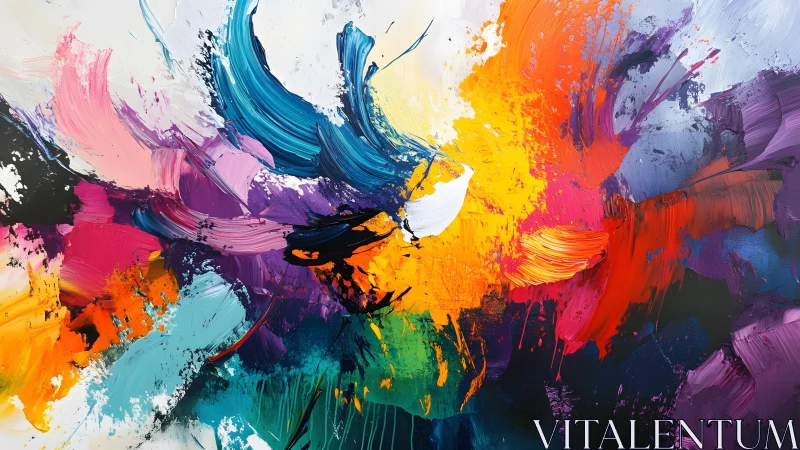 Dynamic Abstract Expressionist Painting with Vivid Color Splashes.
