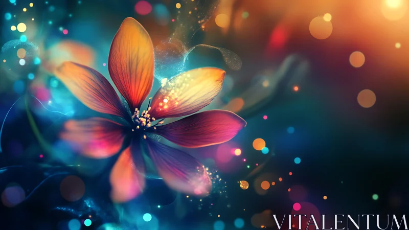 Luminous Flower Particle Burst Digital Art Composition