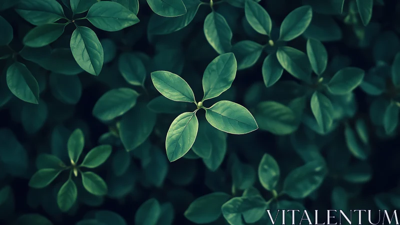 Central leaf rosette rendered in cool-toned macro focus
