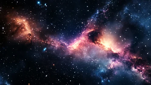 Stellar nebula stream crossing deep cosmic voids.