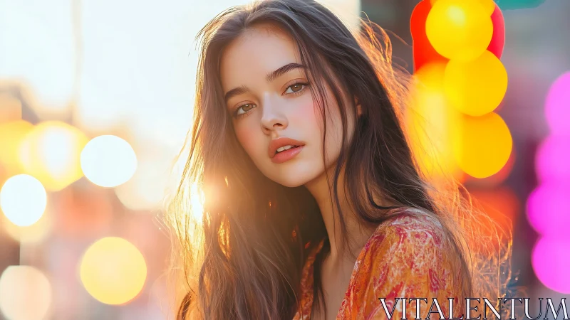 Backlit portrait with shallow depth, bokeh and warm color grading