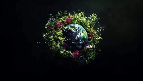Earth in bloom, a quiet galaxy garden of living color.