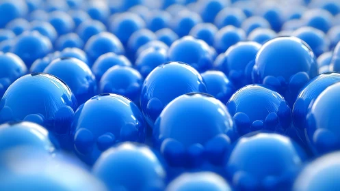 Glossy blue bubbles crowd a dreamy macro horizon.