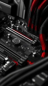 Close view shows detailed computer motherboard layout