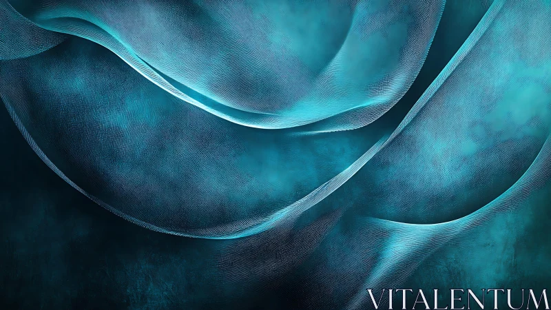 Flowing Abstract Blue Waves with Textured Digital Art Style.