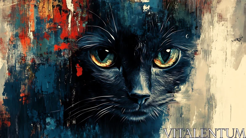 Captivating Black Cat with Golden Eyes Gazes Out