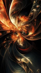 Fractal flame structure with flowing luminous filaments.