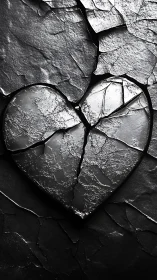 Heart-Form Fractured Rock Surface with Branching Fissures.