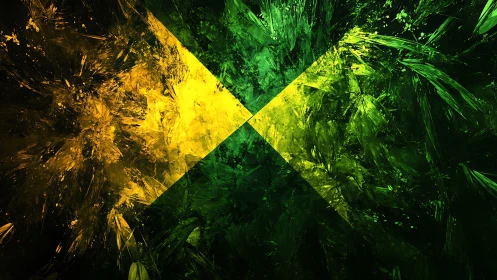 Jamaican flag abstract shards in high-impact digital texture.