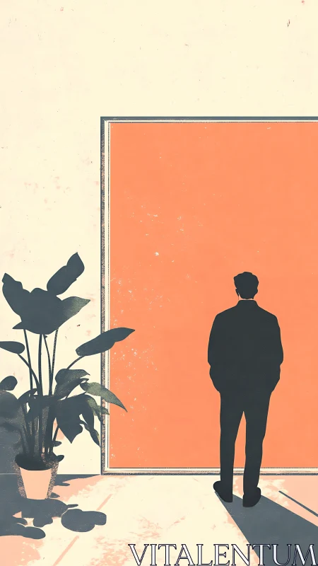 Shadowed dreamer at a giant coral doorway of maybe.