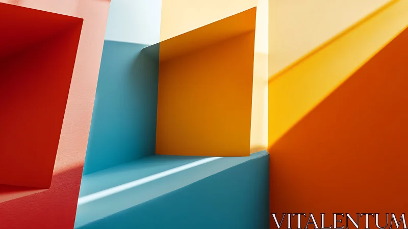 Geometric colored planes intersect under sharp directional light