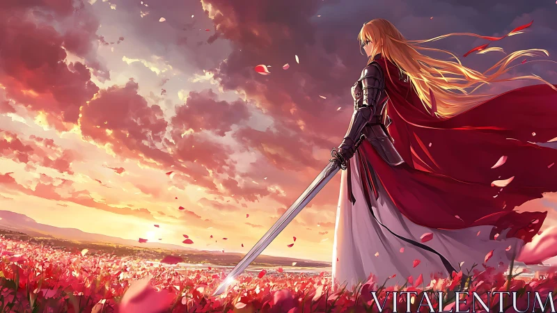 Sunset-forged knight listens to the whispering sword fields