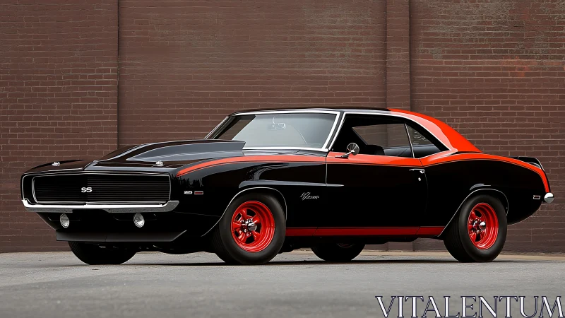 Restored 1960s muscle car coupe in high-gloss two-tone livery