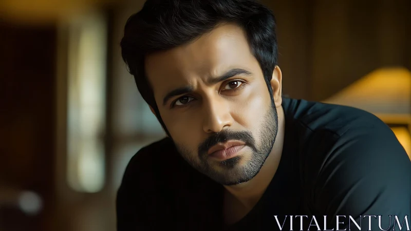 Warm, thoughtful portrait of a man in soft golden light.