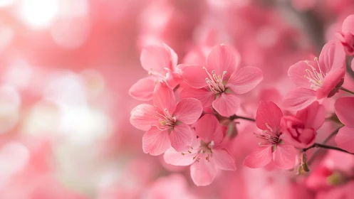 Pink Cherry Blossoms in Soft Focus Bloom.