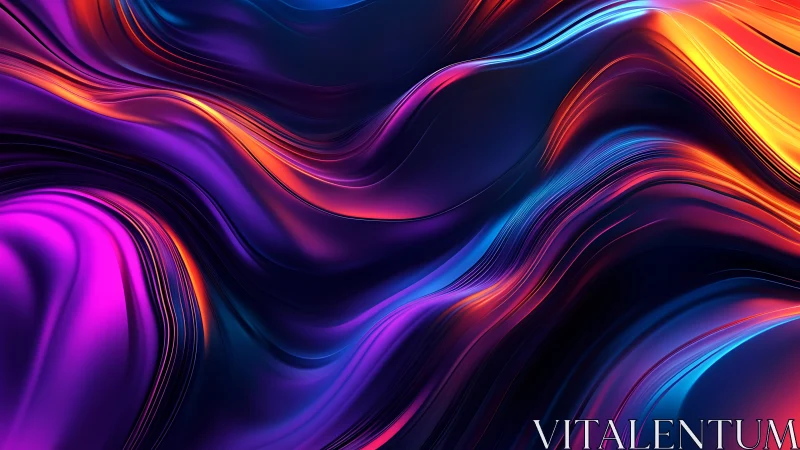 Neon liquid waves flow across a luminous abstract nightscape