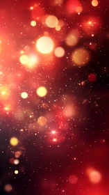 Red bokeh light field with scattered glowing particles.