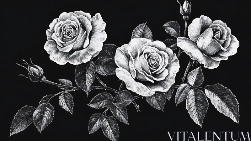 Midnight Bloom: Roses Dancing in Shadow's Embrace.