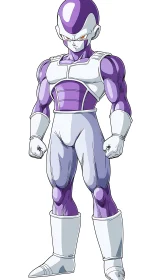 Armored purple alien warrior with stylized cel-shaded musculature