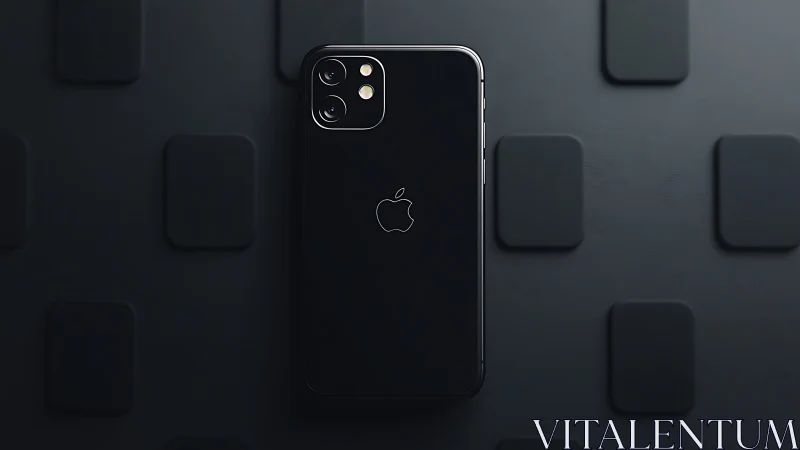 Black iPhone 12 Pro with Dual Camera System on Textured Surface.