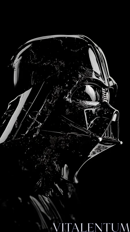 Specular side-profile of glossy armored respirator helm.