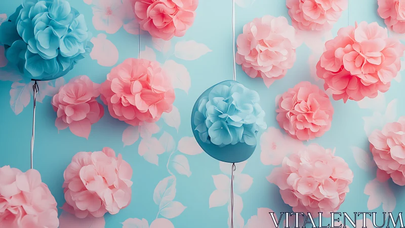 Sculptural Pom-Pom Flower Installation: Chromatic Suspension Study.