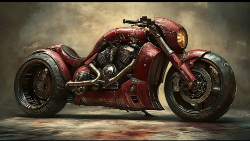 Custom red power bike poised like a street-ready beast.