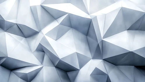 Geometric faceted surface with sharp metallic polygons.