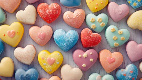 Heart-Shaped Sugar Cookies with Pastel Glazes.