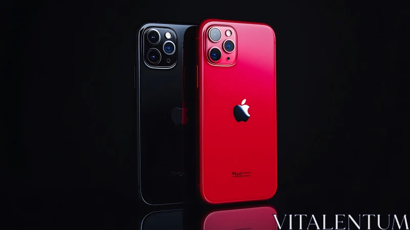 iPhone 11 Pro and 11 Pro Max comparison. Black and red models.