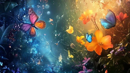 Butterflies weave glowing bridges between twilight and dawn