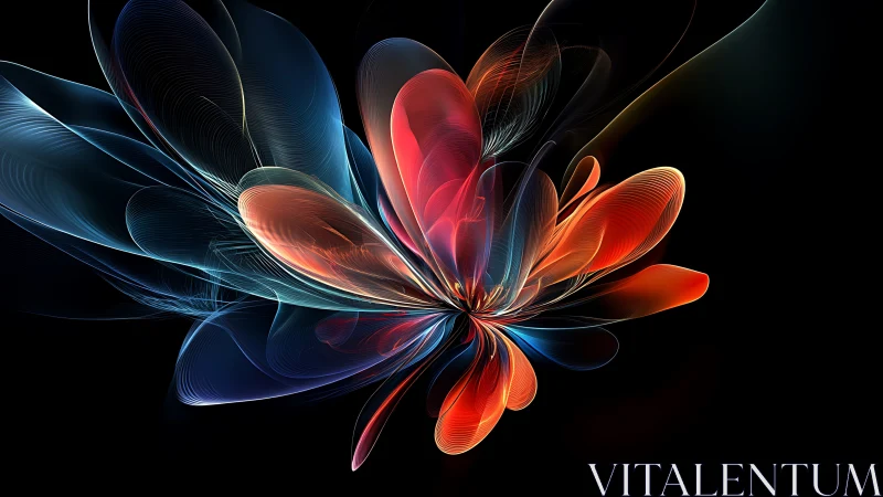 Fractal light blossom with radiating translucent vector petals.