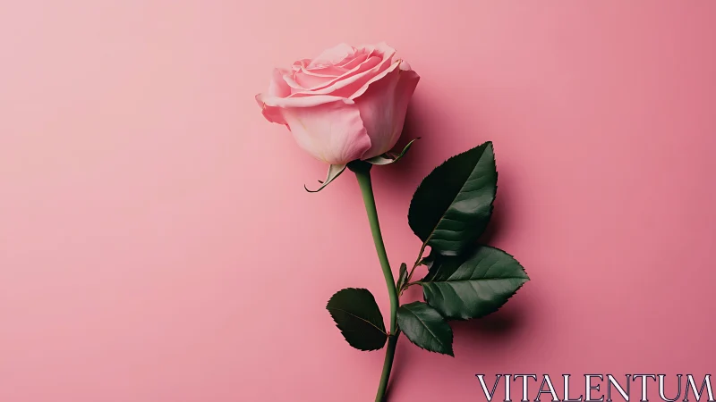 Pink Rose Photographed Against Monochromatic Rose Background