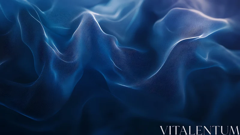 Undulating blue particle mesh forms ethereal fluid wave structures